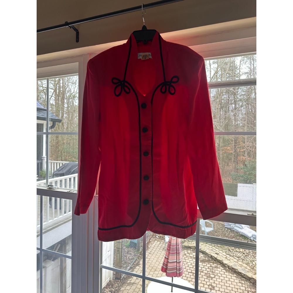 Women's Red And Black Skirt And Blazer Size 12